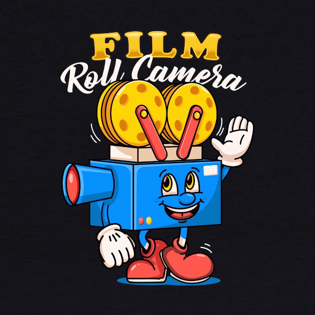 Film Roll Camera, cute character mascot film roll camera by Vyndesign